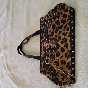 St. John Vintage Leather and calf hair with leather trim